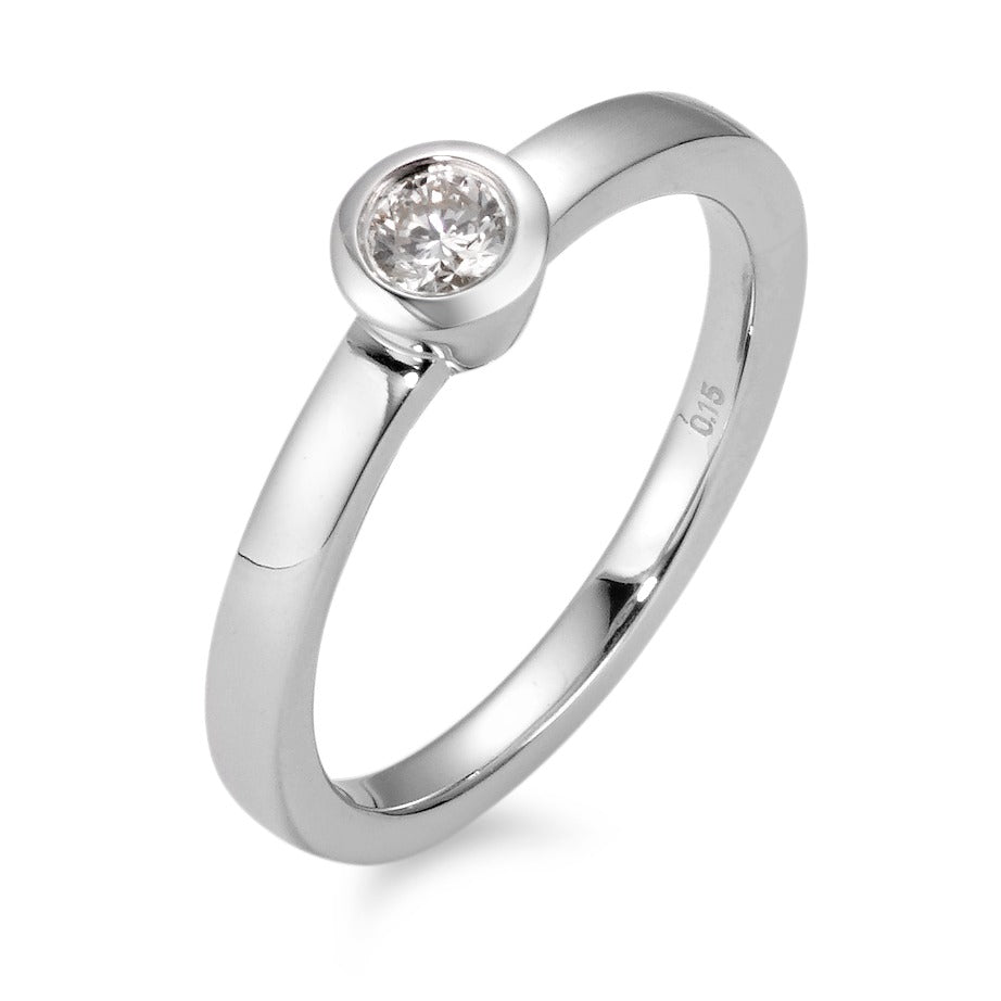 pierścionek złoto białe 750/18 K Diament biały, 0.15 ct, [Brillant], w-si