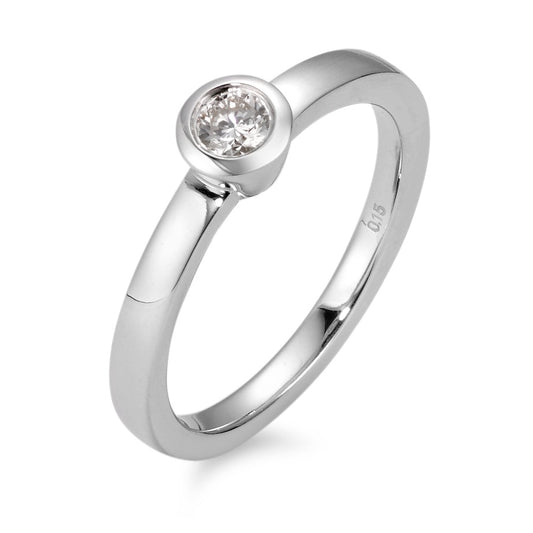 pierścionek złoto białe 750/18 K Diament biały, 0.15 ct, [Brillant], w-si