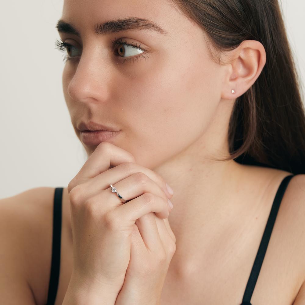 pierścionek zaręczynowy złoto białe 750/18 K Diament biały, 0.20 ct, [Brillant], w-si