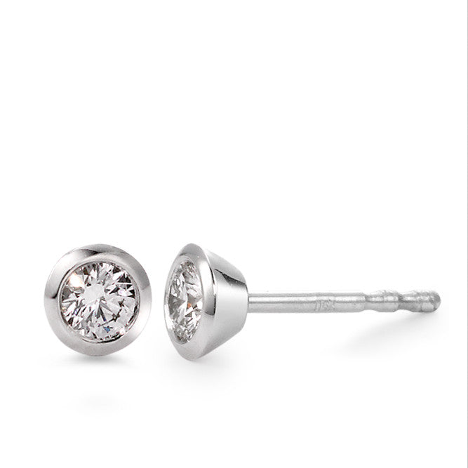 kolczyki wkrętki złoto białe 750/18 K Diament biały, 0.10 ct, 2 kamienie, [Brillant], w-si Ø4 mm