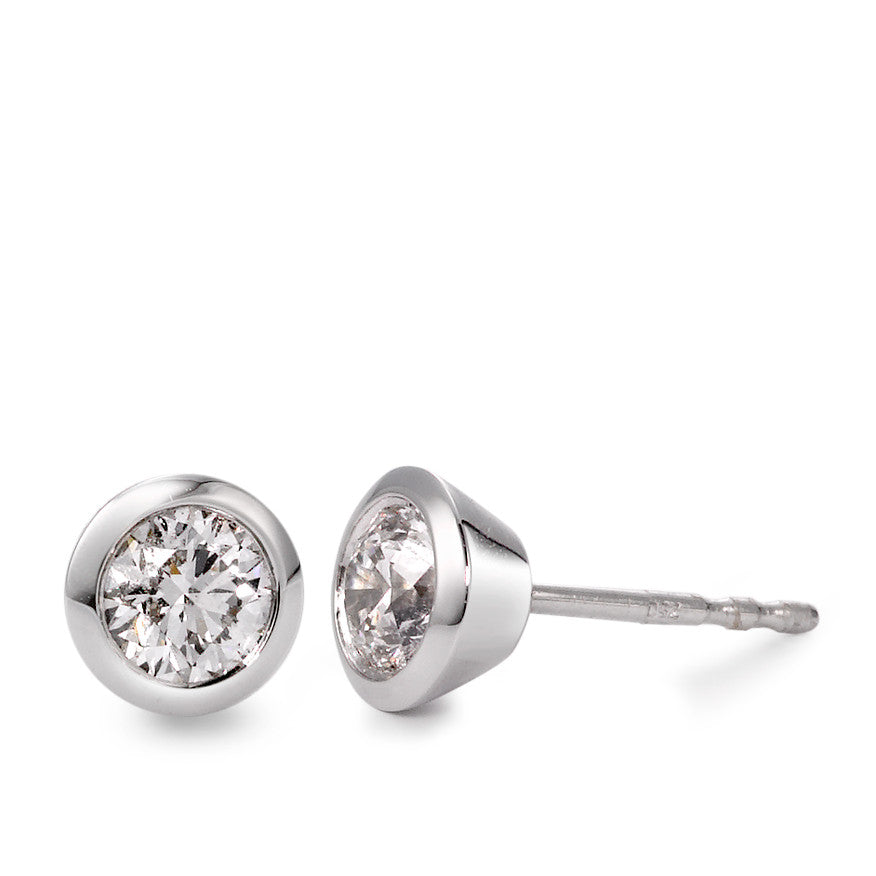 kolczyki wkrętki złoto białe 750/18 K Diament biały, 0.50 ct, 2 kamienie, [Brillant], w-si Ø5.5 mm