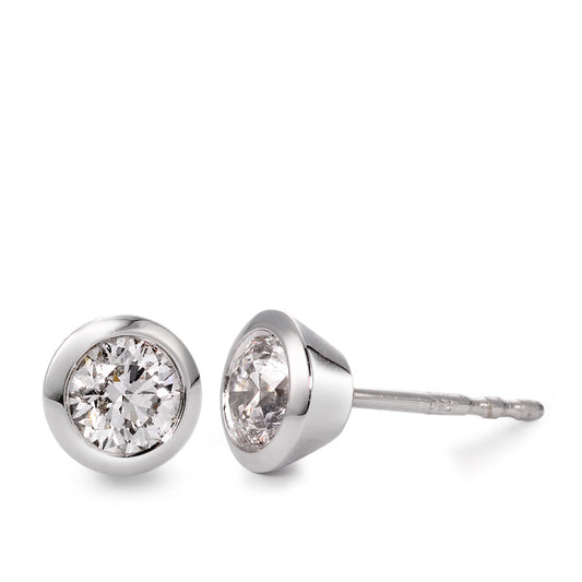 kolczyki wkrętki złoto białe 750/18 K Diament biały, 0.50 ct, 2 kamienie, [Brillant], w-si Ø5.5 mm