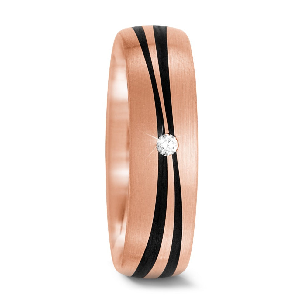 obrączka partnerska złoto różowe 585/14 K, węgiel Diament 0.02 ct, tw-si