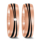 obrączka partnerska złoto różowe 585/14 K, węgiel Diament 0.02 ct, tw-si