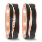 obrączka partnerska złoto różowe 585/14 K, węgiel Diament 0.034 ct, 5 kamienie, tw-si