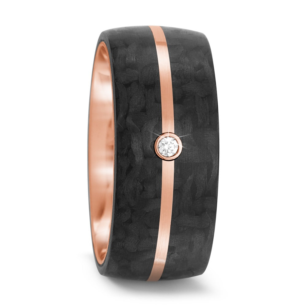 obrączka partnerska złoto różowe 585/14 K, węgiel Diament 0.02 ct, tw-si