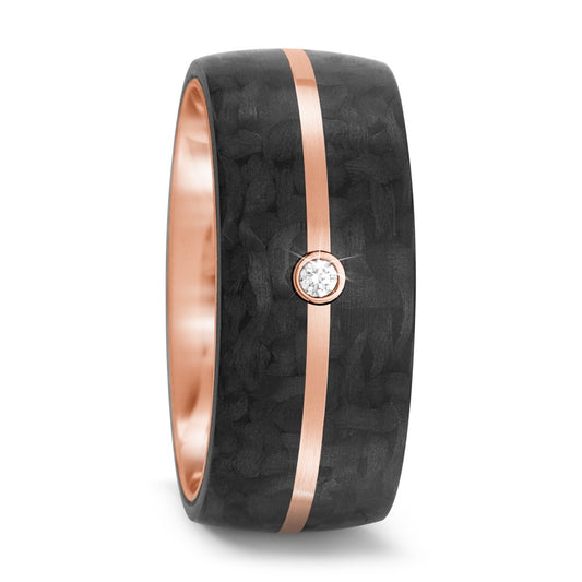 obrączka partnerska złoto różowe 585/14 K, węgiel Diament 0.02 ct, tw-si