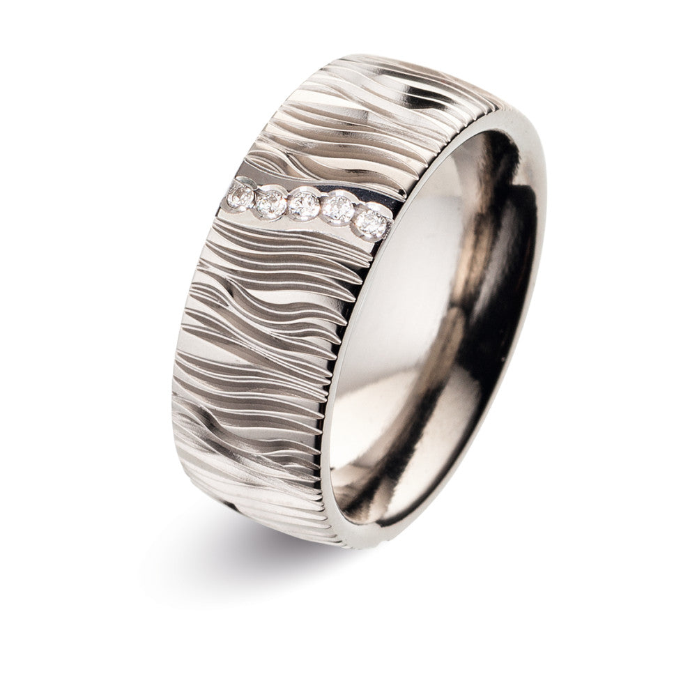 obrączka partnerska tytan Diament 0.05 ct, 5 kamienie, w-si