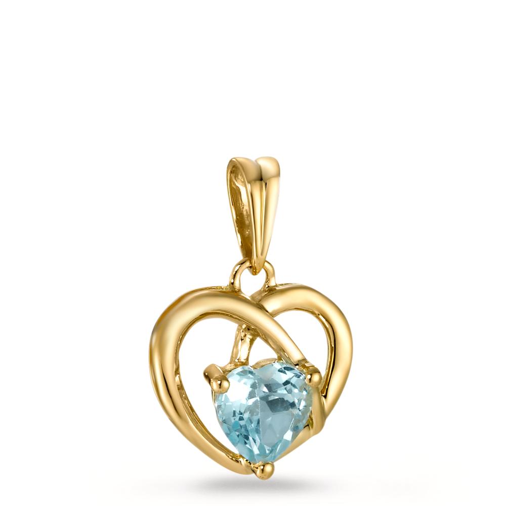 wisiorek złoto żółte 750/18 K Topaz niebieski Serce Ø12 mm