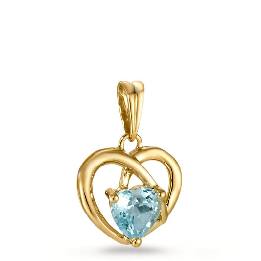 wisiorek złoto żółte 750/18 K Topaz niebieski Serce Ø12 mm