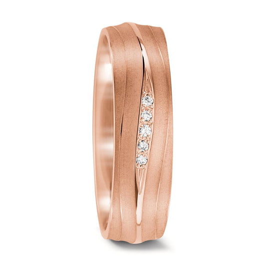 obrączka partnerska złoto różowe 750/18 K Diament 0.028 ct, 5 kamienie, tw-vsi