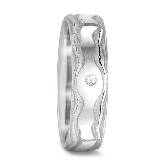 obrączka partnerska złoto białe 750/18 K Diament 0.045 ct, w-si
