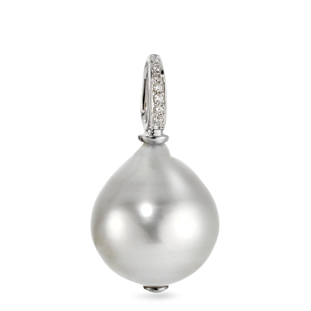 wisiorek złoto białe 750/18 K Diament 0.03 ct, 7 kamienie, w-si Perła tahitańska