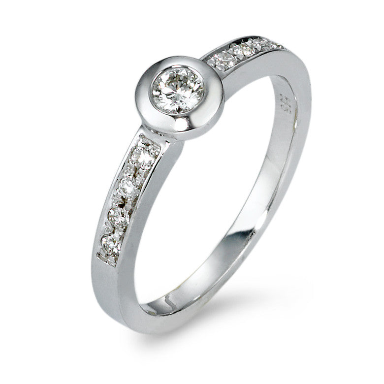 pierścionek zaręczynowy złoto białe 585/14 K Diament 0.25 ct, 9 kamienie, w-si