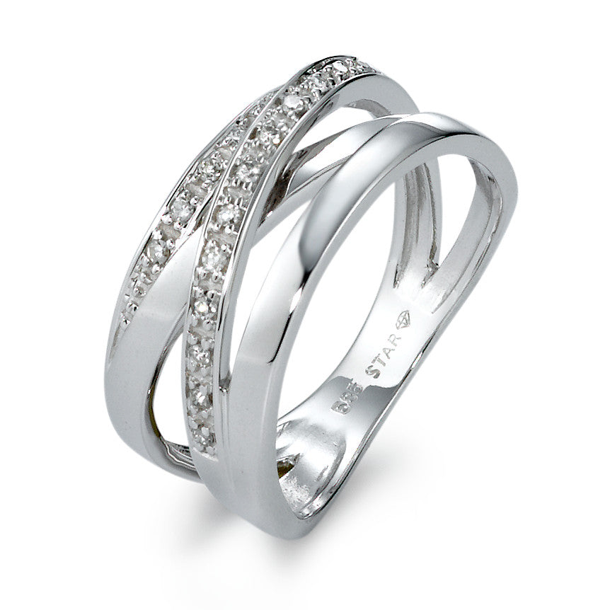 pierścionek złoto białe 585/14 K Diament 0.10 ct, 17 kamienie, w-si
