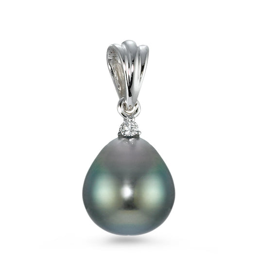 wisiorek złoto białe 750/18 K Diament 0.01 ct, w-si Perła tahitańska