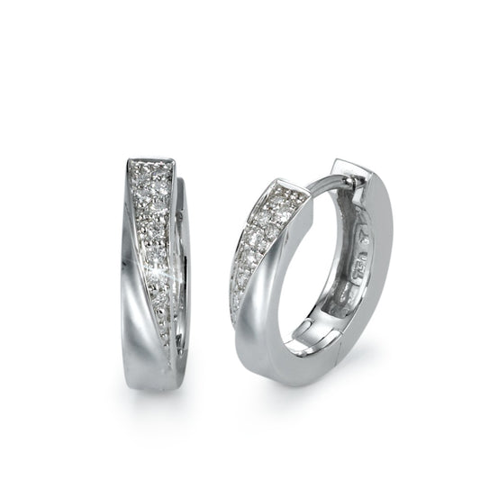 kolczyki koła zatrzaskowe złoto białe 750/18 K Diament 0.13 ct, 18 kamienie, w-si