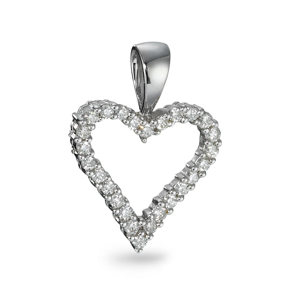 wisiorek złoto białe 750/18 K Diament 0.31 ct, 26 kamienie, w-si Serce Ø14 mm