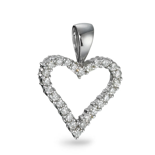 wisiorek złoto białe 750/18 K Diament 0.31 ct, 26 kamienie, w-si Serce Ø14 mm