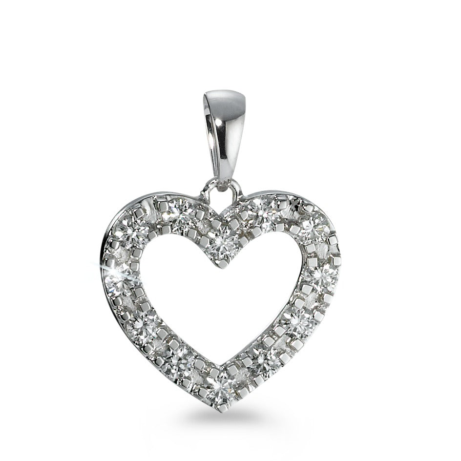 wisiorek złoto białe 750/18 K Diament 0.60 ct, 12 kamienie, w-si Serce Ø17 mm