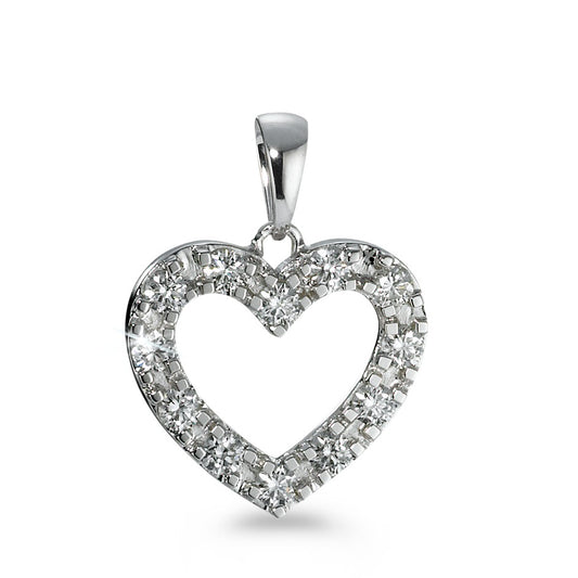 wisiorek złoto białe 750/18 K Diament 0.60 ct, 12 kamienie, w-si Serce Ø17 mm
