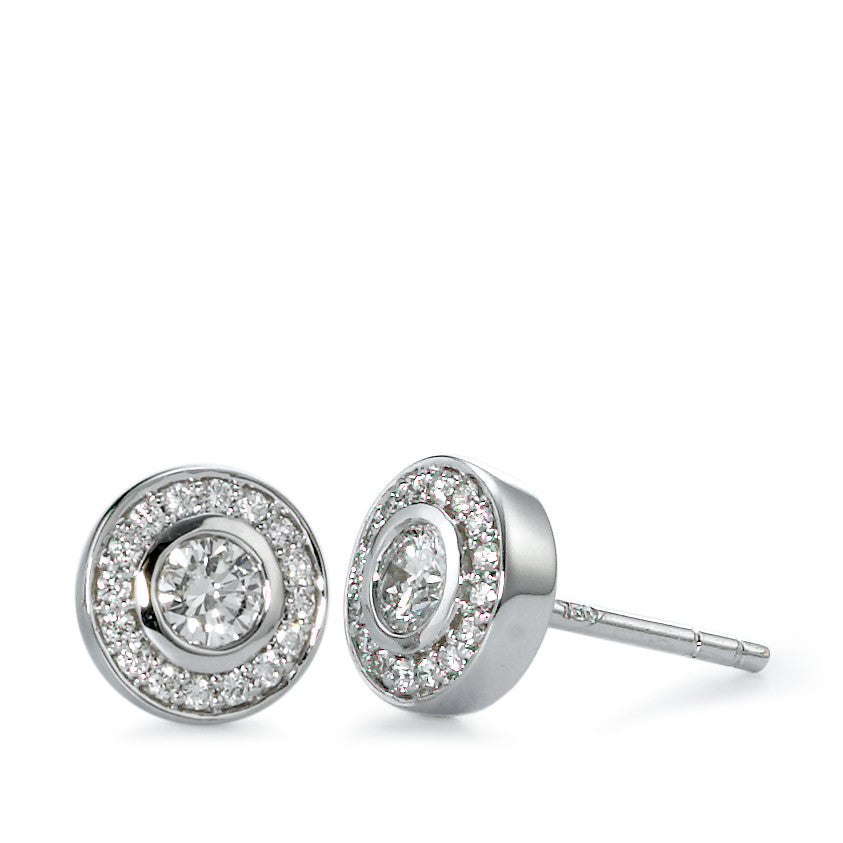 kolczyki wkrętki złoto białe 750/18 K Diament 0.39 ct, 34 kamienie, w-si Ø7 mm