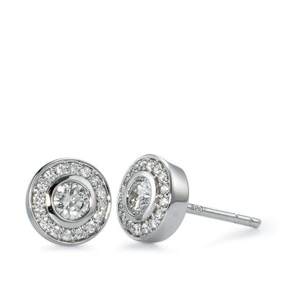 kolczyki wkrętki złoto białe 750/18 K Diament 0.39 ct, 34 kamienie, w-si Ø7 mm