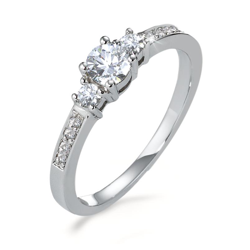 pierścionek złoto białe 750/18 K Diament 0.40 ct, 11 kamienie, w-si