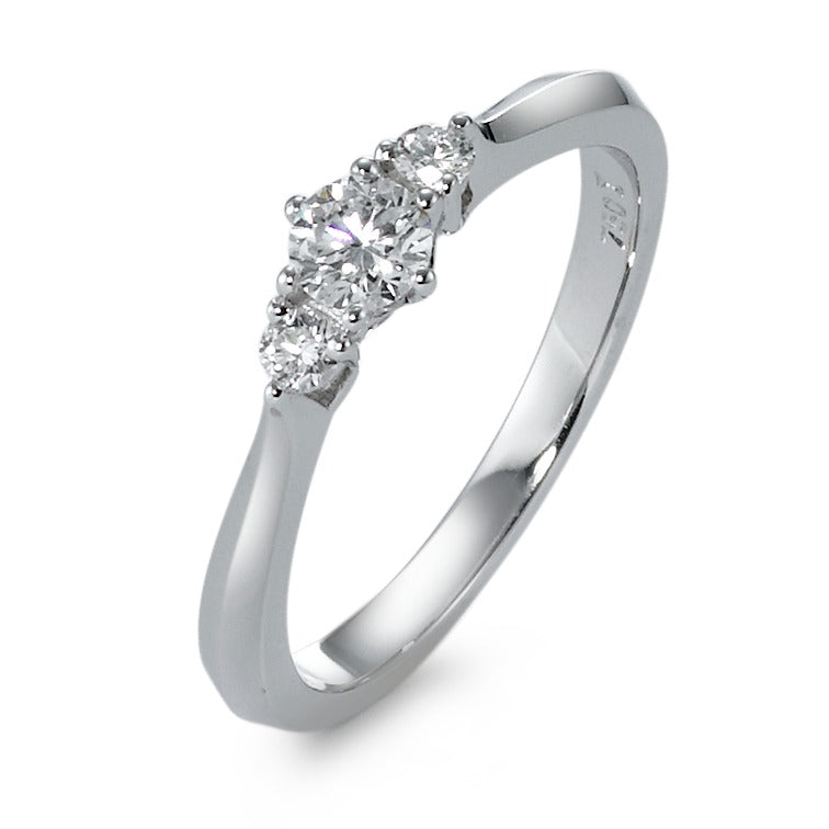 pierścionek złoto białe 750/18 K Diament 0.32 ct, 3 kamienie, w-si