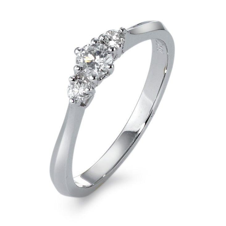 pierścionek złoto białe 750/18 K Diament 0.27 ct, 3 kamienie, w-si