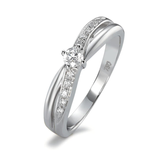 pierścionek złoto białe 750/18 K Diament 0.16 ct, 11 kamienie, w-si