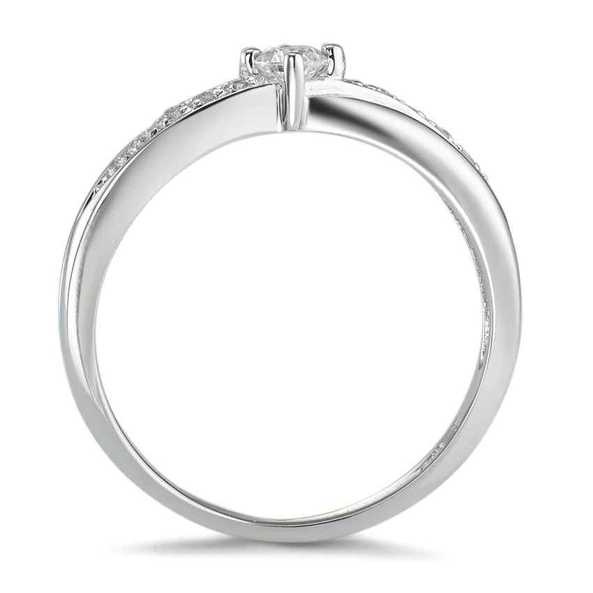 pierścionek złoto białe 750/18 K Diament 0.16 ct, 11 kamienie, w-si