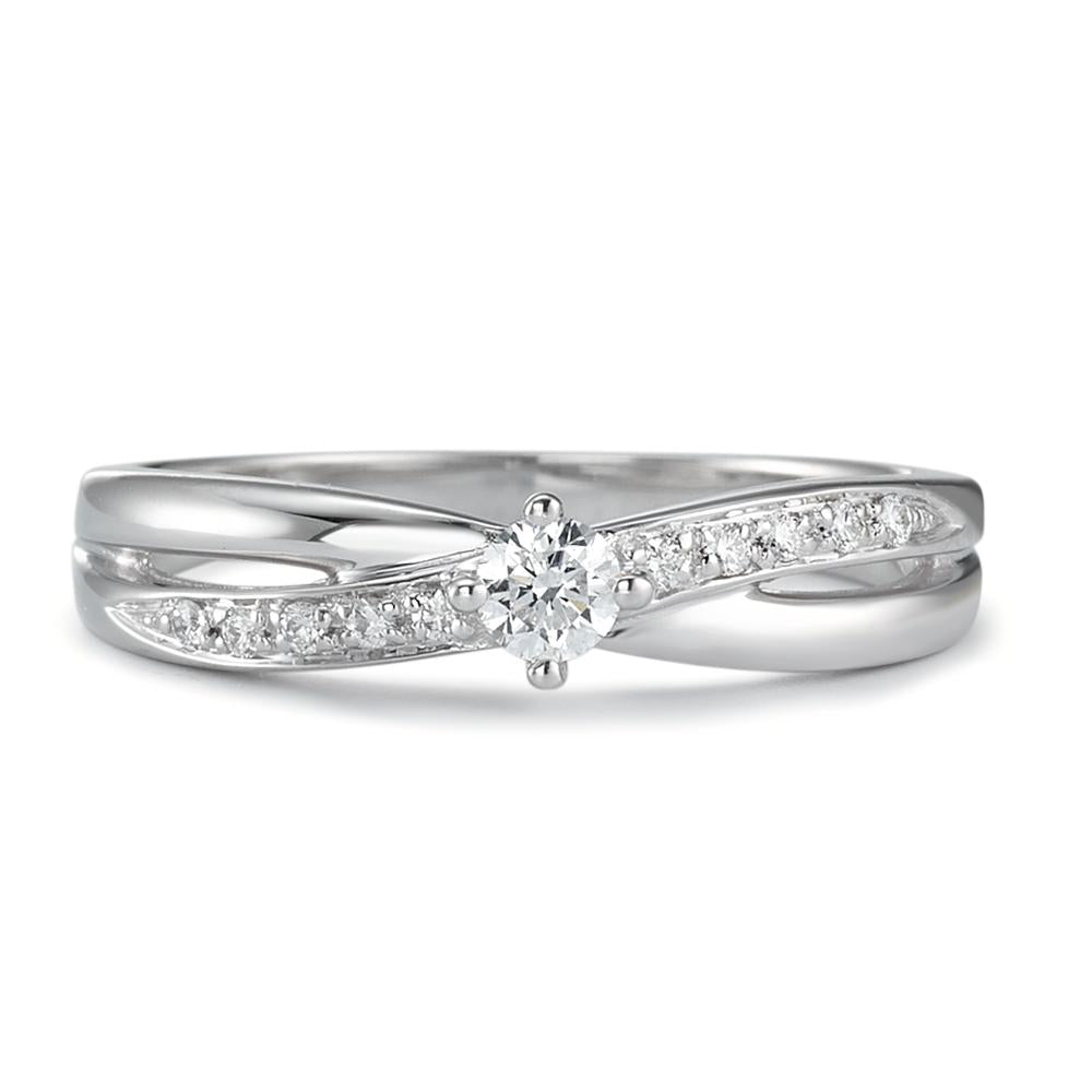 pierścionek złoto białe 750/18 K Diament 0.16 ct, 11 kamienie, w-si