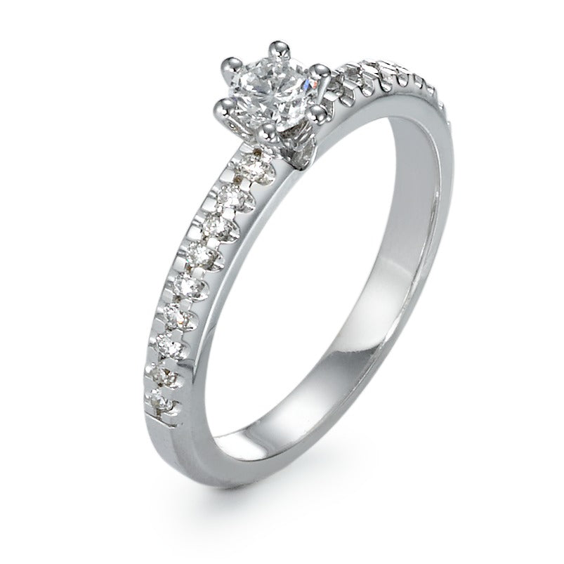 pierścionek zaręczynowy złoto białe 750/18 K Diament 0.41 ct, 19 kamienie, w-si