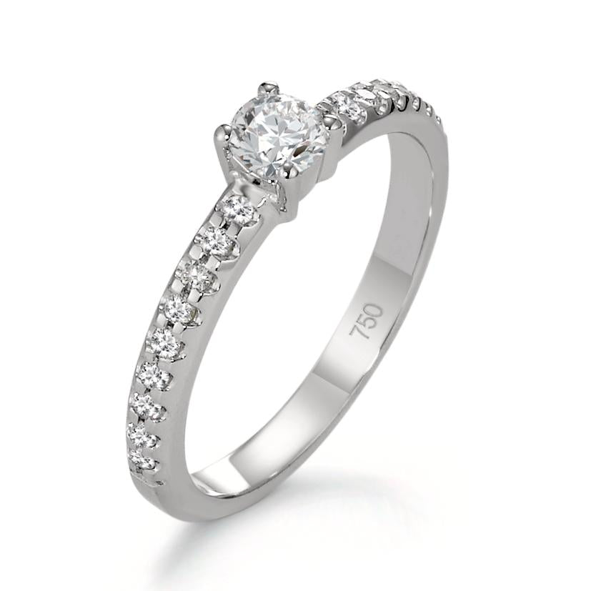 pierścionek zaręczynowy złoto białe 750/18 K Diament 0.35 ct, 19 kamienie, w-si