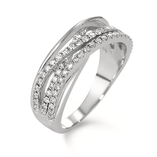 pierścionek złoto białe 750/18 K Diament 0.51 ct, 70 kamienie, w-si