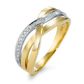 pierścionek złoto żółte 750/18 K, złoto białe 750/18 K Diament 0.13 ct, 27 kamienie, w-si