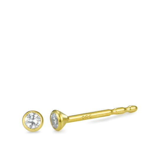 kolczyki wkrętki złoto żółte 585/14 K Cyrkonia 2 kamienie Ø2.5 mm