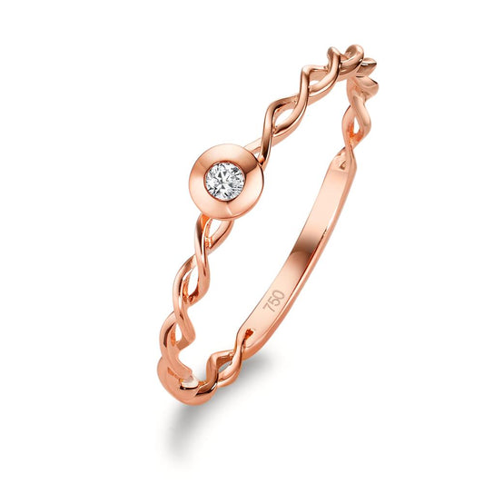 pierścionek zaręczynowy złoto czerwone 750/18 K Diament biały, 0.03 ct, [Brillant], w-si