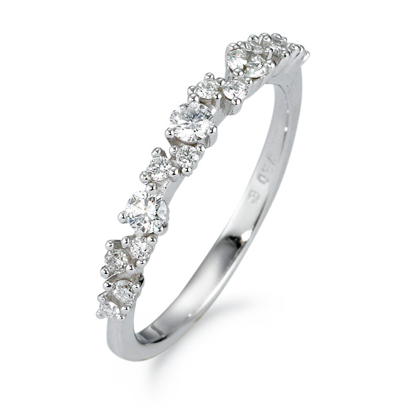 pierścionek złoto białe 750/18 K Diament biały, 0.33 ct, 15 kamienie, [Brillant], w-si