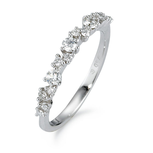 pierścionek złoto białe 750/18 K Diament biały, 0.33 ct, 15 kamienie, [Brillant], w-si
