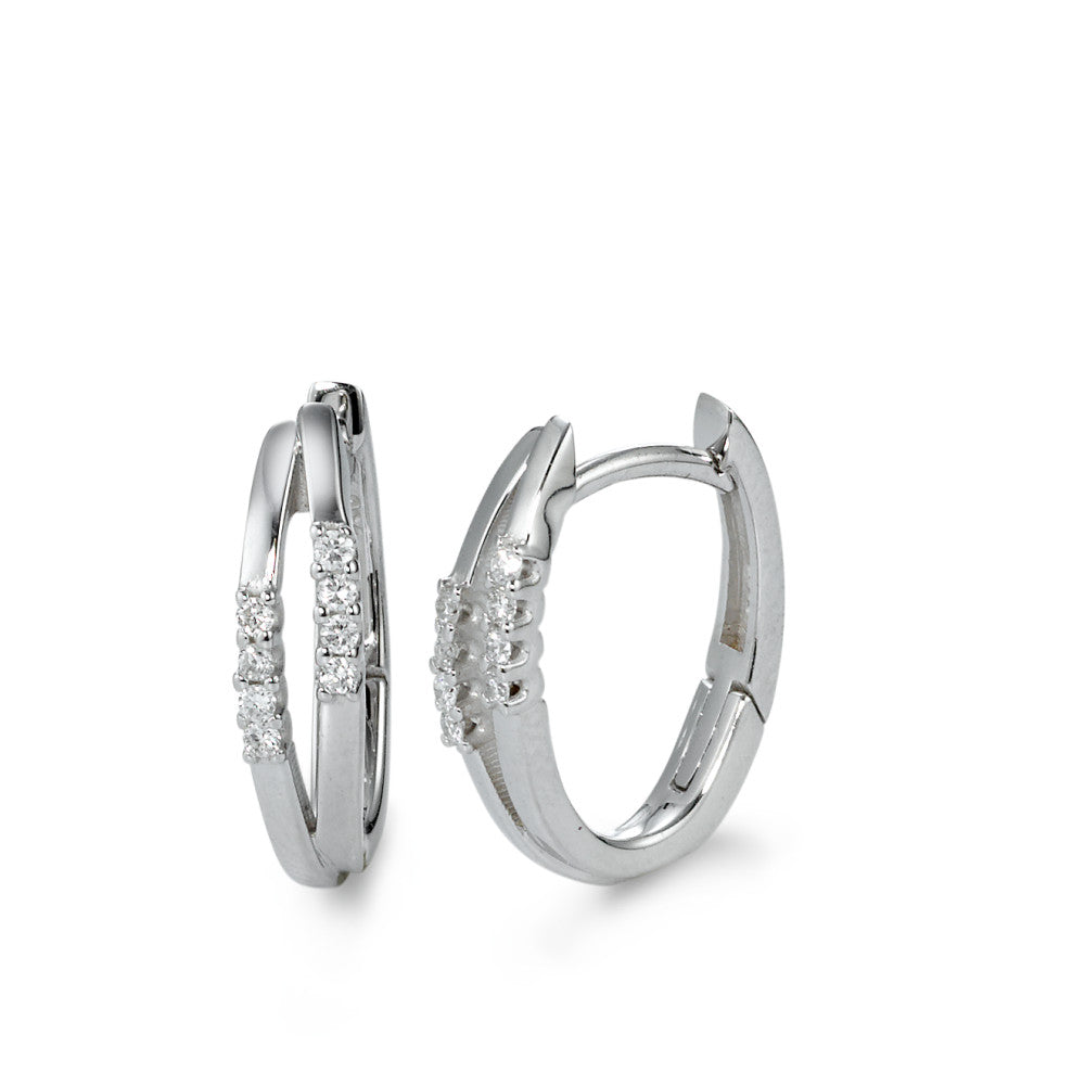 kolczyki koła zatrzaskowe złoto białe 750/18 K Diament biały, 0.11 ct, 16 kamienie, [Brillant], w-si