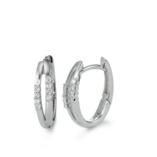 kolczyki koła zatrzaskowe złoto białe 750/18 K Diament biały, 0.11 ct, 16 kamienie, [Brillant], w-si