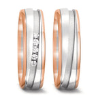 obrączka partnerska złoto czerwone 750/18 K, złoto białe 750/18 K Diament 0.10 ct, 5 kamienie, w-si