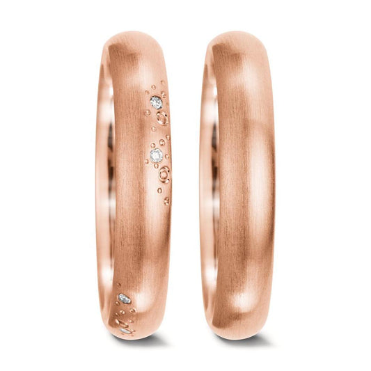 obrączka partnerska złoto różowe 750/18 K Diament biały, 0.045 ct, 9 kamienie, tw-vsi