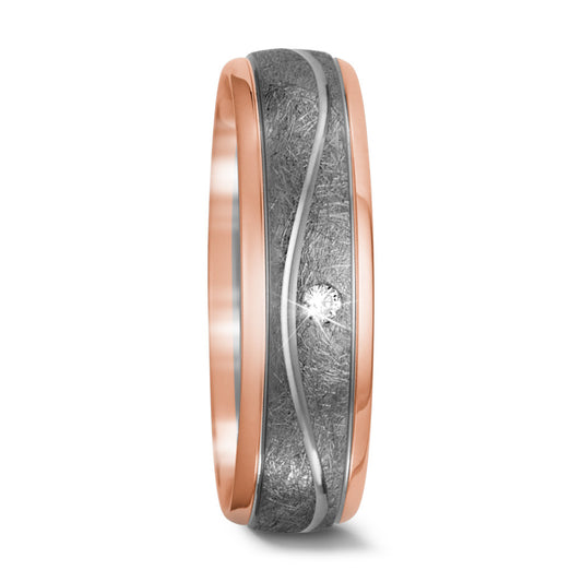 obrączka partnerska złoto czerwone 750/18 K, pallad 500 Diament 0.02 ct, w-si