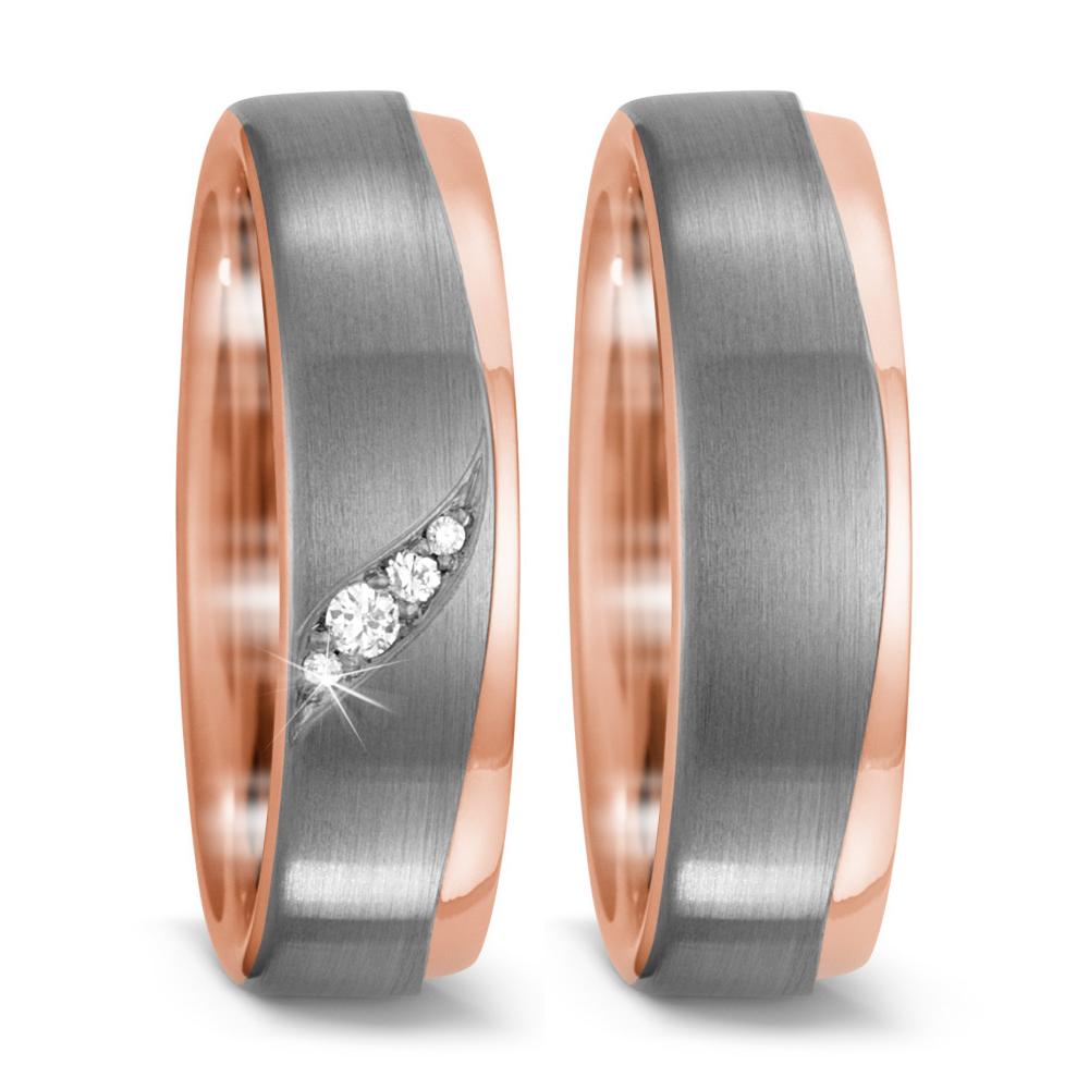 obrączka partnerska złoto czerwone 750/18 K, pallad 500