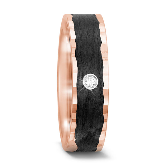 obrączka partnerska złoto różowe 585/14 K, węgiel Diament 0.02 ct, tw-si