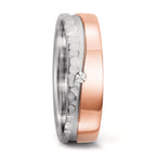 obrączka partnerska złoto białe 750/18 K, złoto różowe 750/18 K Diament 0.02 ct, tw-si