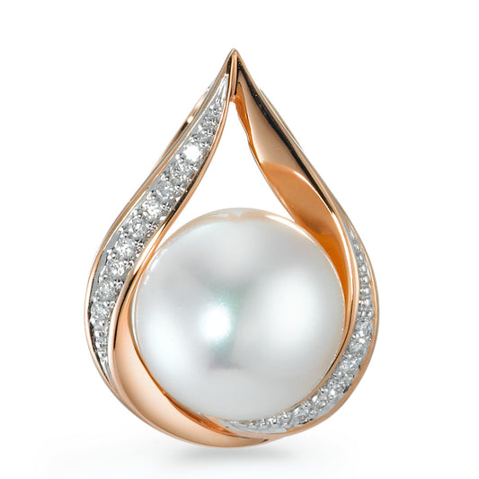 wisiorek złoto czerwone 750/18 K Diament 0.06 ct, 15 kamienie, [Brillant], w-si Perła hodowana w wodzie słodkiej 9.5-10 mm
